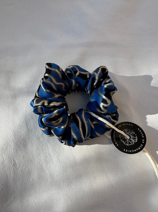 Scrunchie - Blau-Silber-Schwarz