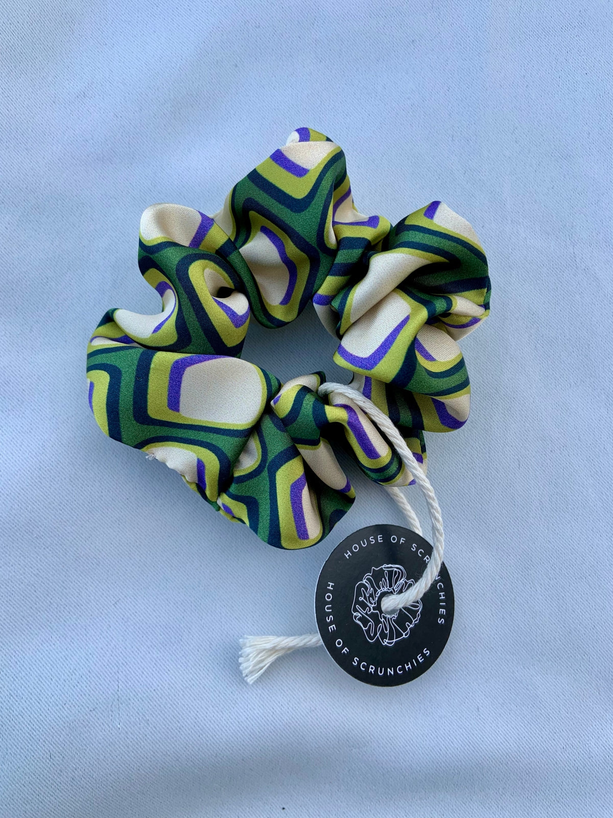 Scrunchie - Grün/ grafisch gemustert