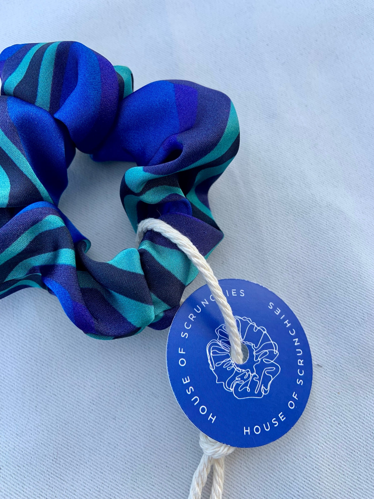 Scrunchie - Blau gemustert
