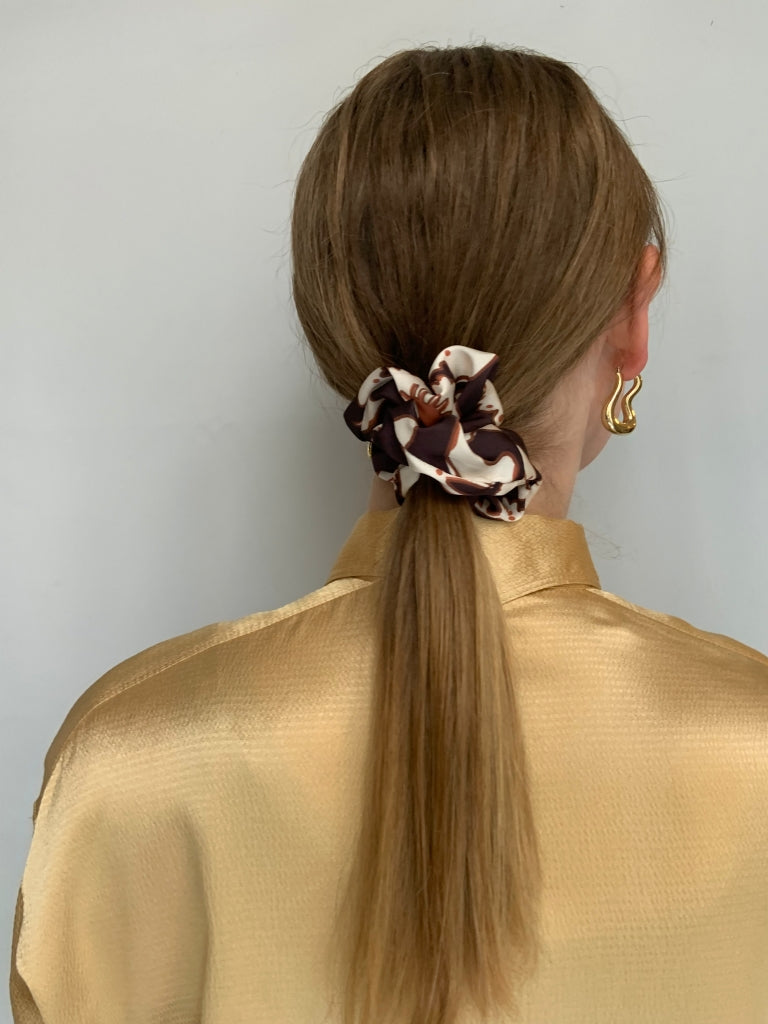 Scrunchie - Dunkelbraun/ Creme