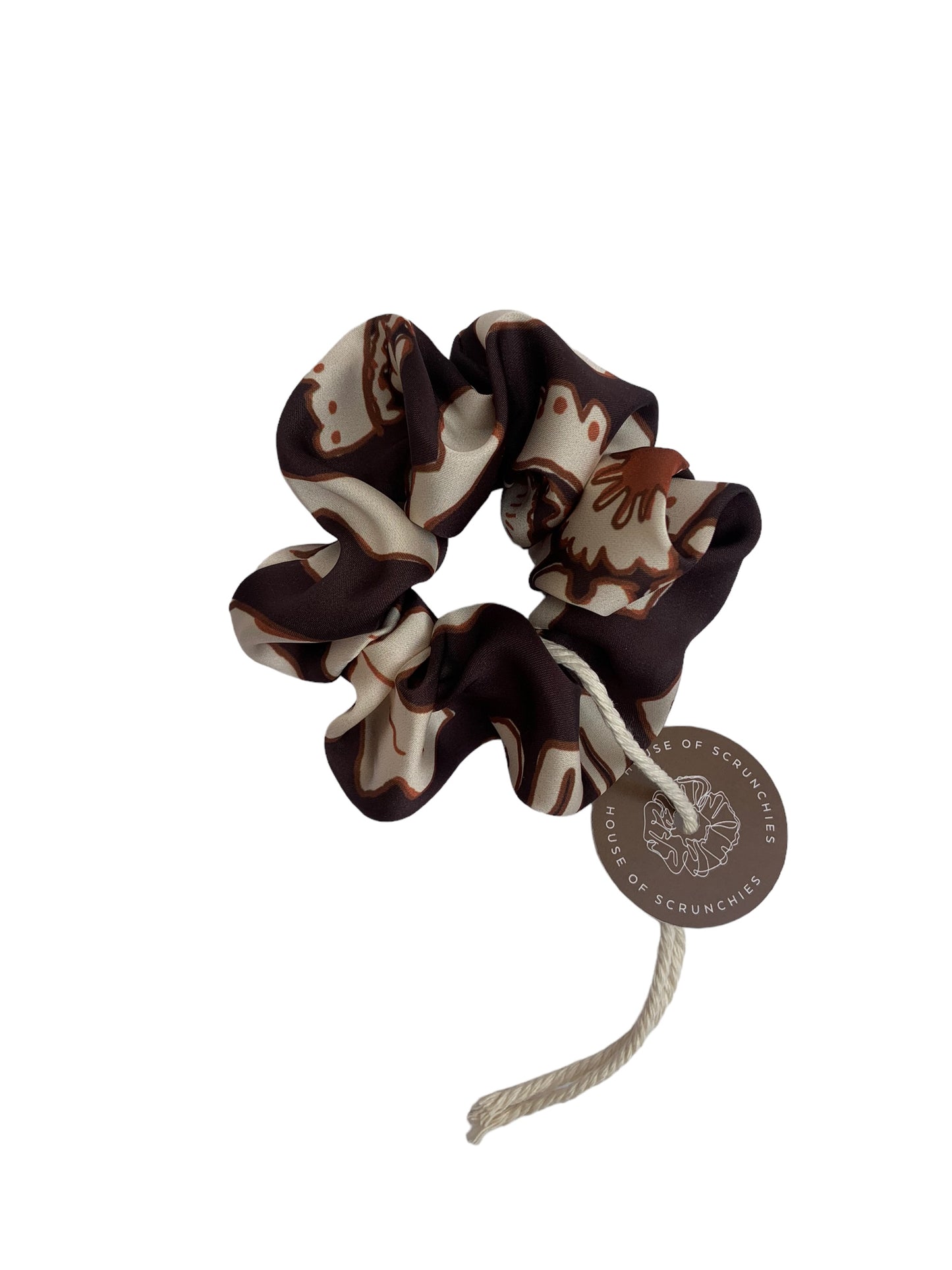 Scrunchie - Dunkelbraun/ Creme