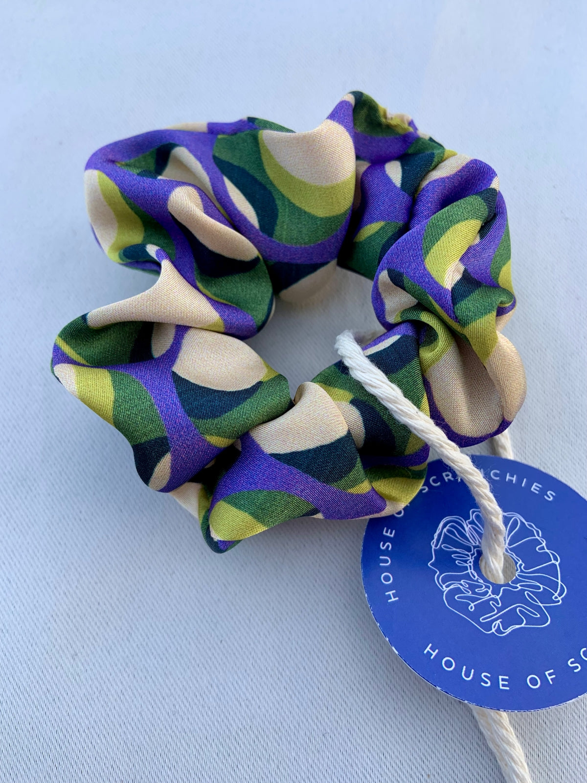 Scrunchie - Grün/ Lila gemustert