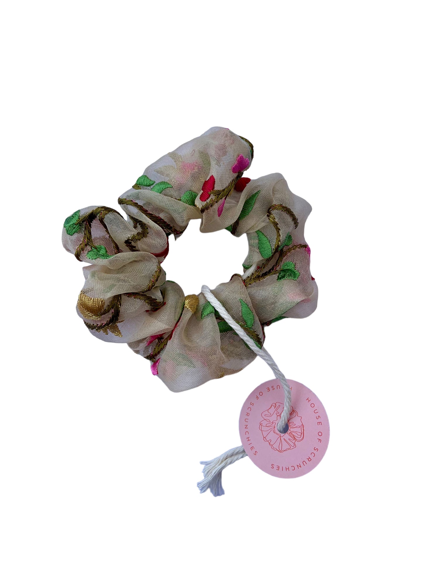 Scrunchie - Blumen-Stickerei