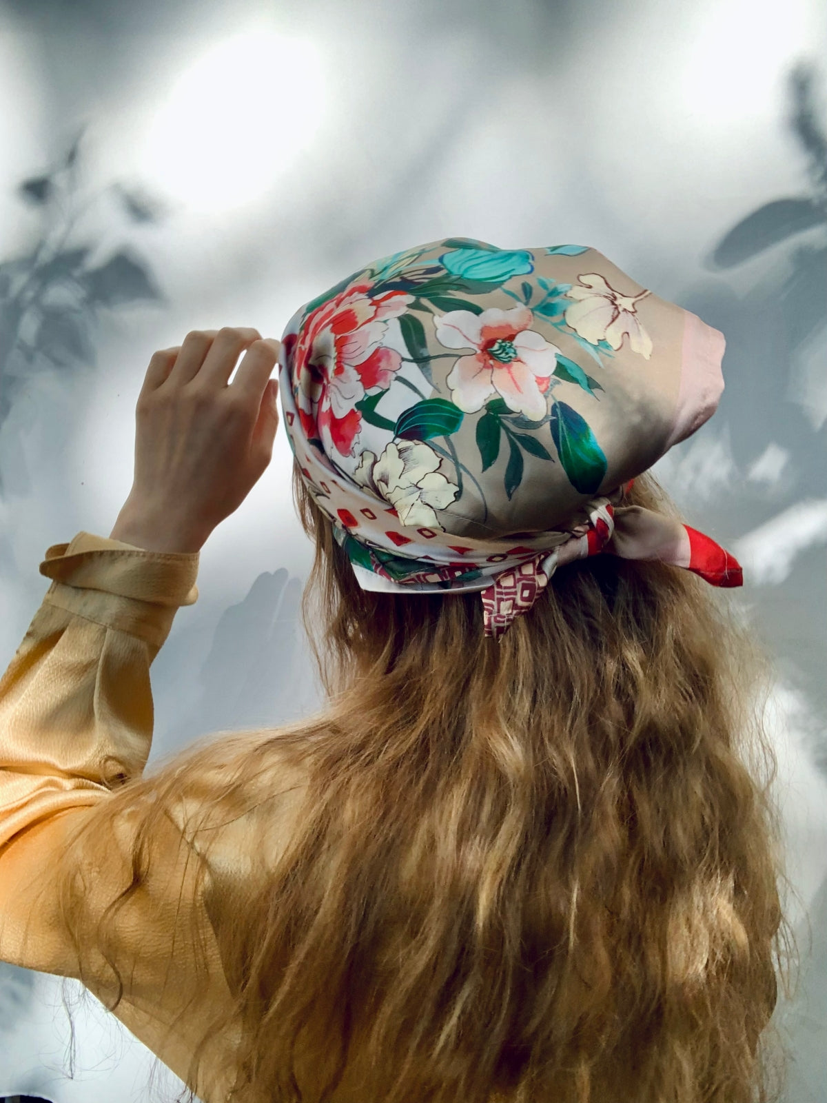 Scarf/ Bandana - Beige Flowers