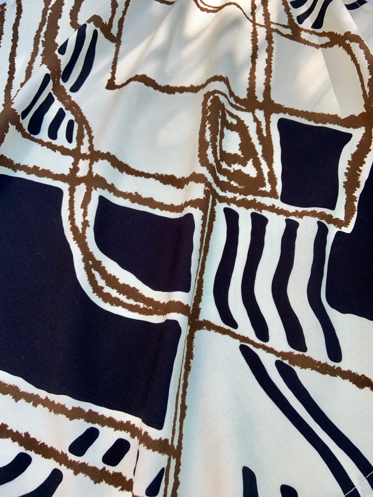 Scarf/ Bandana - Beige/Black Graphic