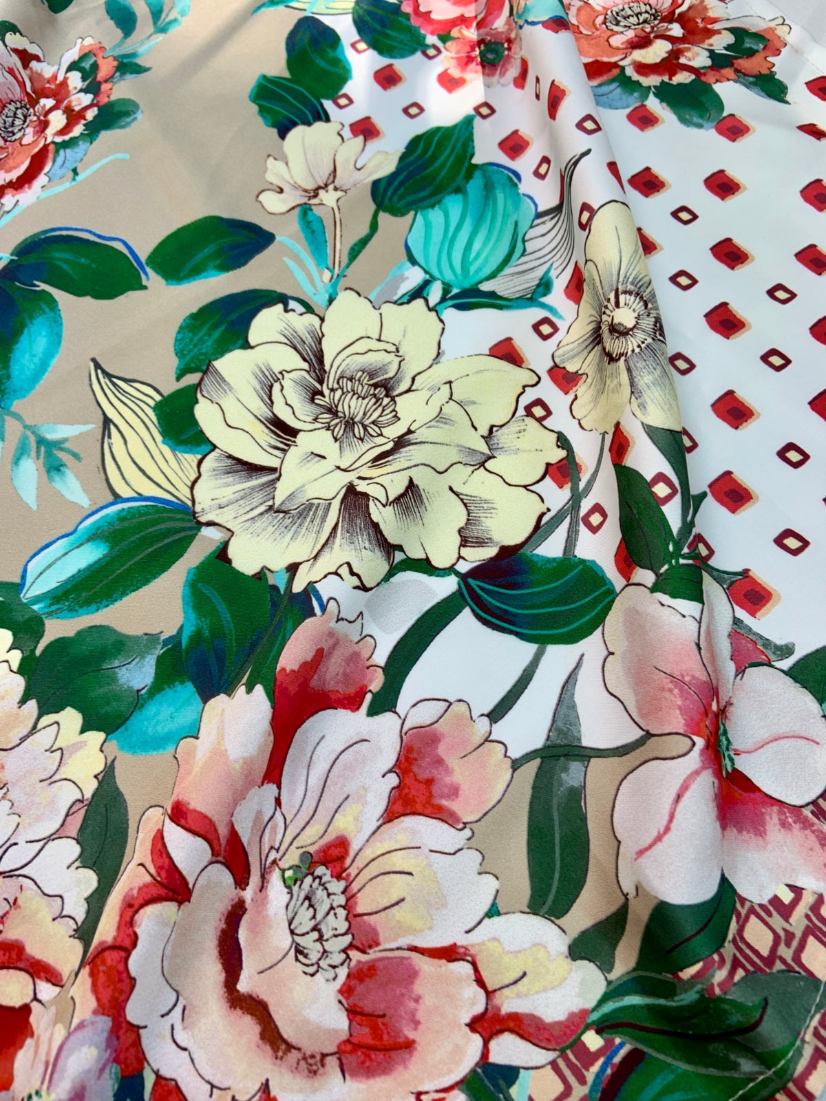 Scarf/ Bandana - Beige Flowers