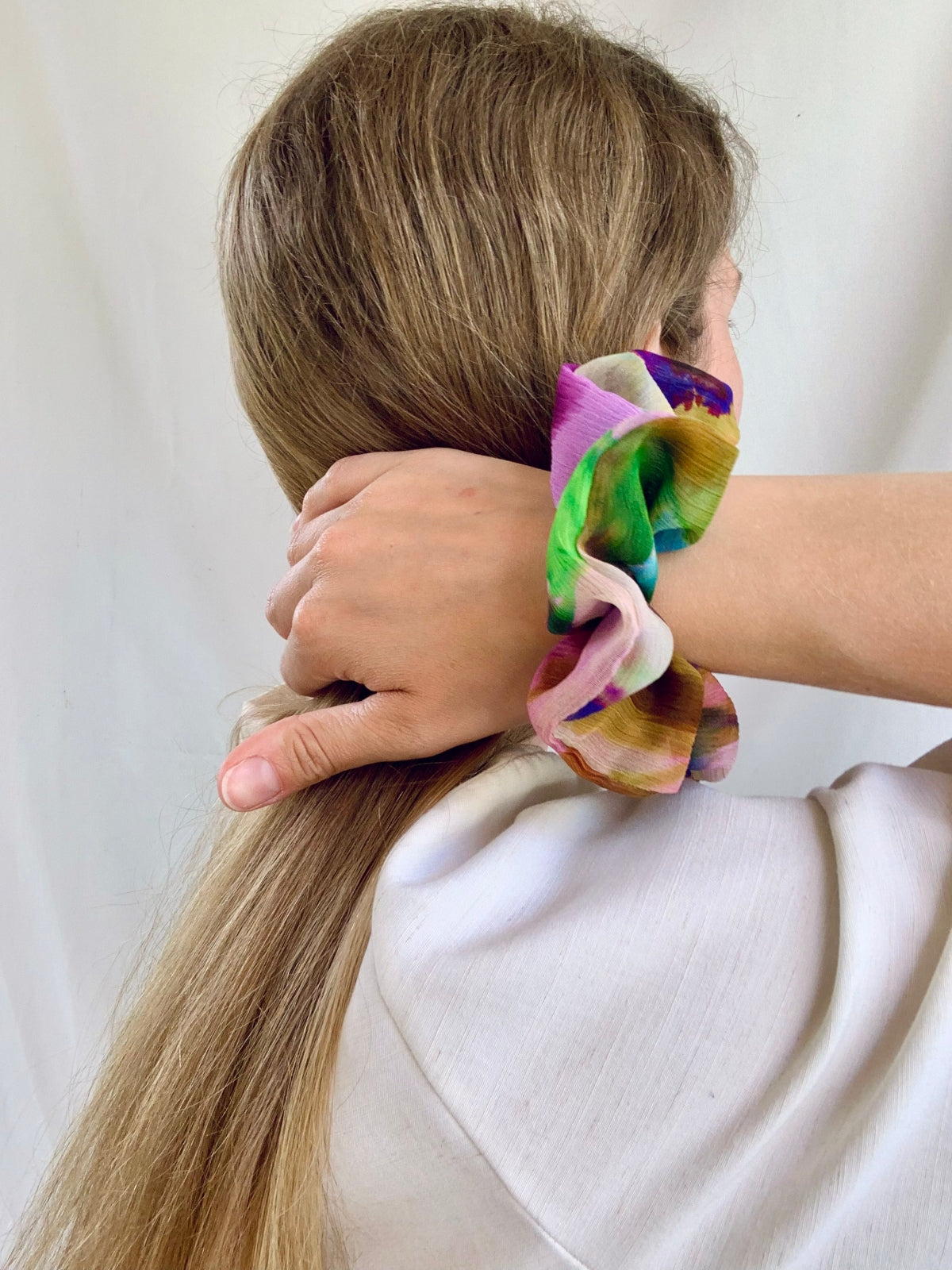 Scrunchie - Watercoloured Pink/Green