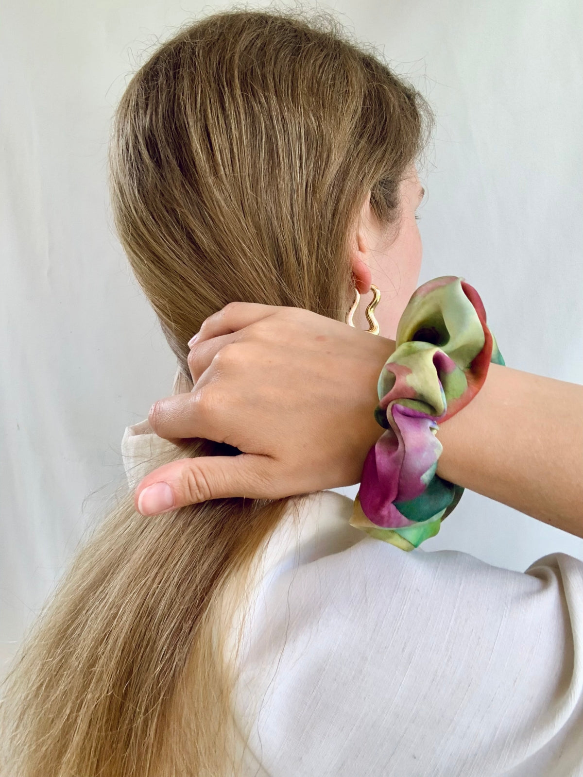 Scrunchie - Watercoloured Pink/Green