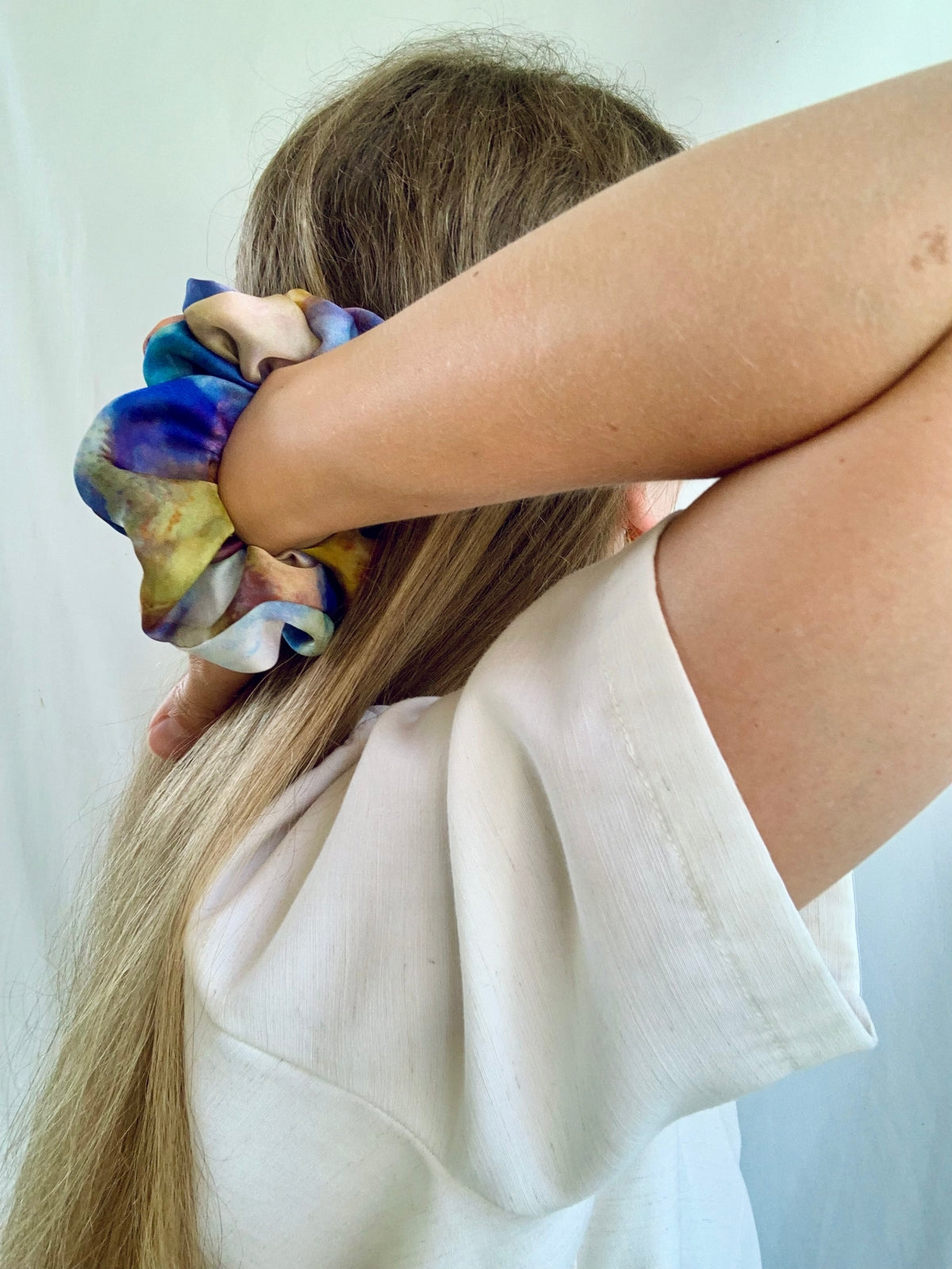 Scrunchie - Blue Multi Watercolours