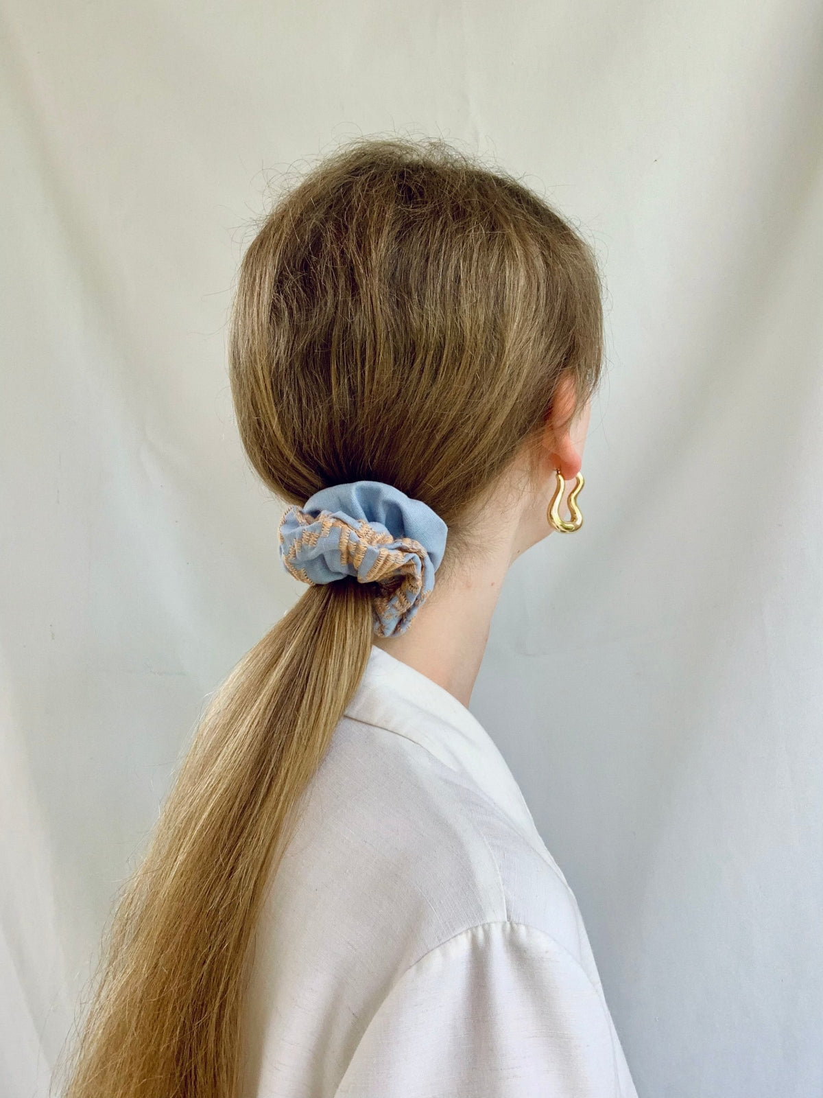 Scrunchie - Aztec Embroidery Blue/Orange