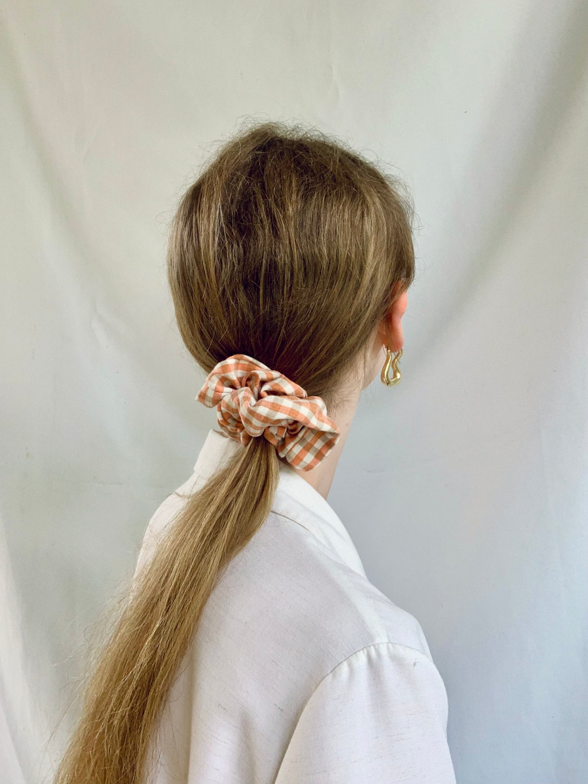 Scrunchie - Orange/Brown Check
