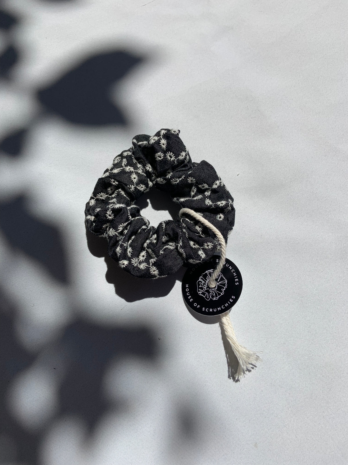 Scrunchie - Black Denim Lace