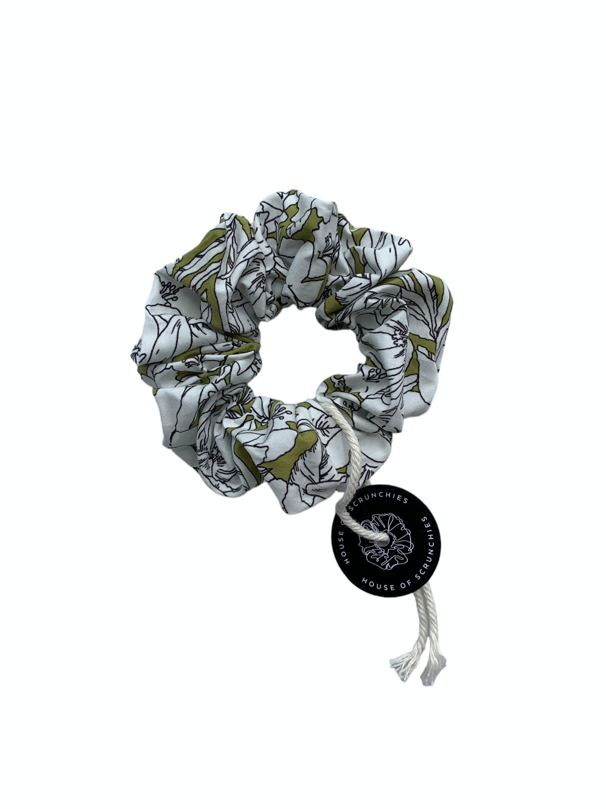 Scrunchie - Green/White Flowers