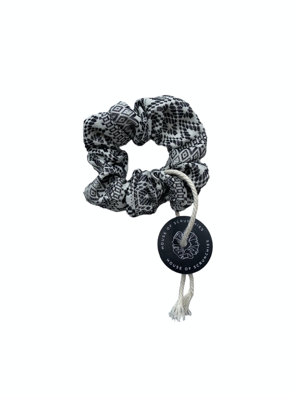 Scrunchie - White Mini Aztec
