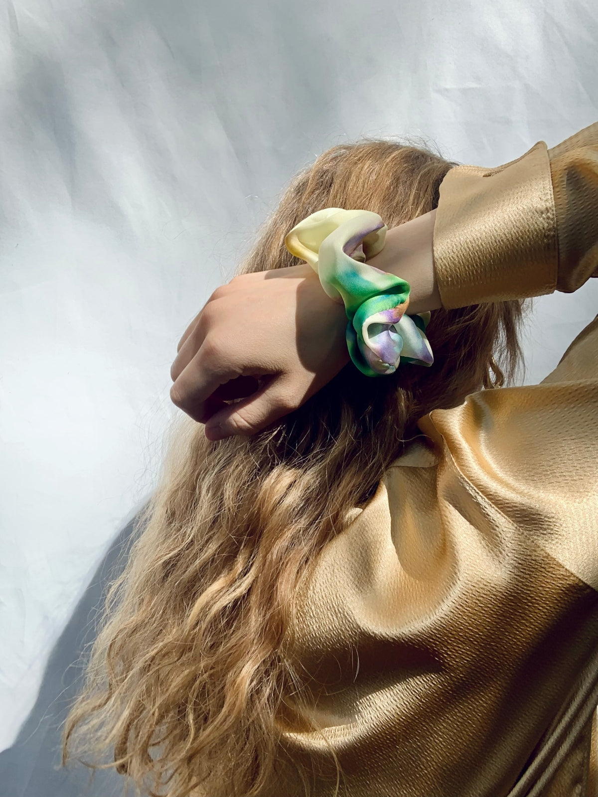 Scrunchie - Yellow/Green Watercolor