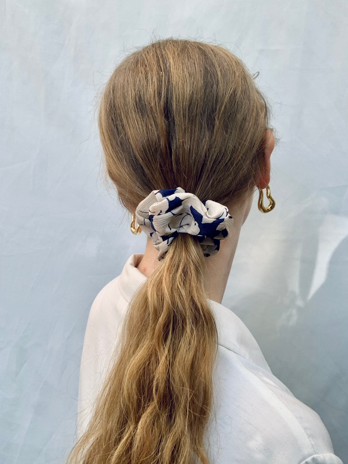 Scrunchie - Blue Flower Chiffon