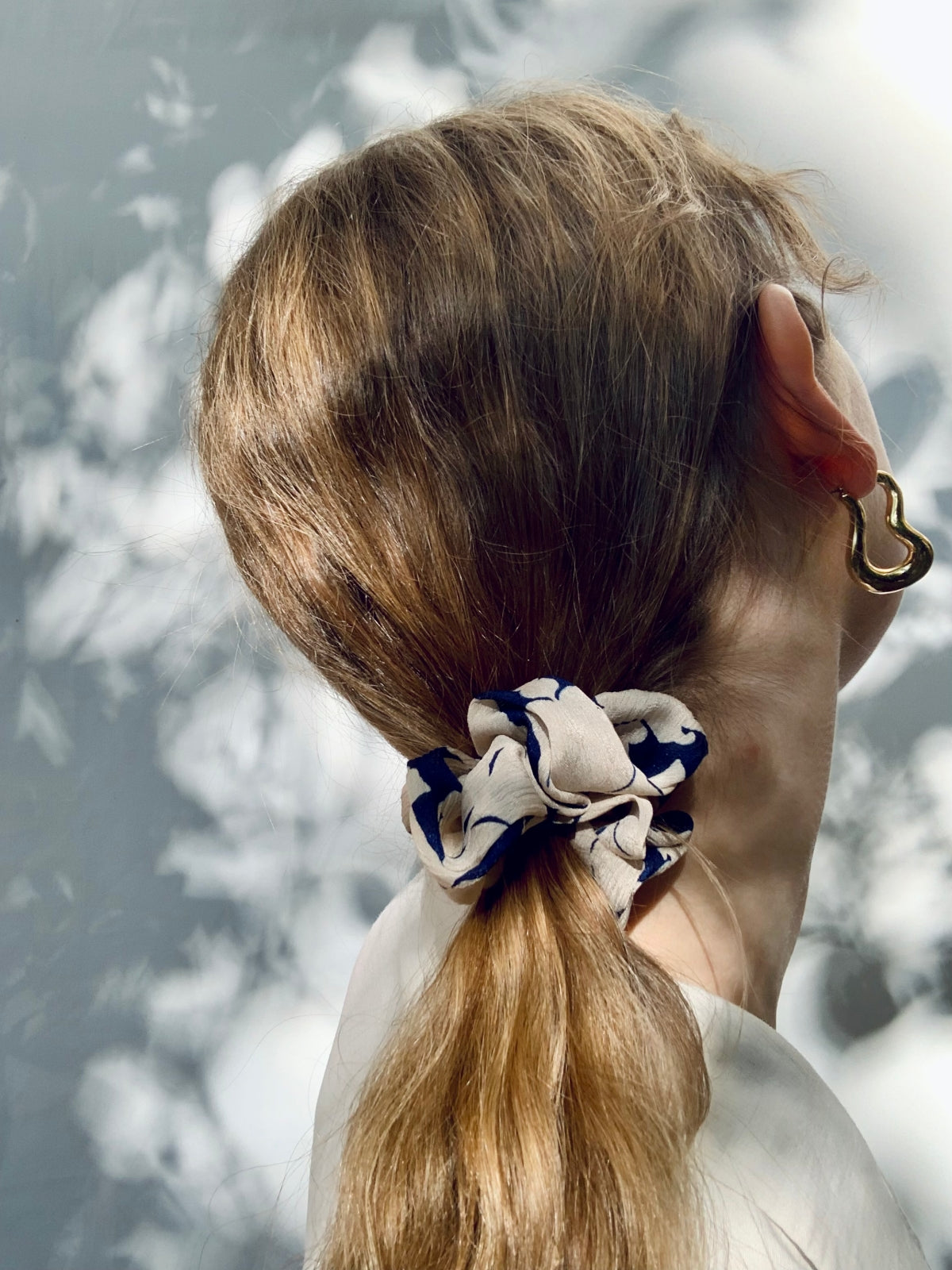 Scrunchie - Blue Flower Chiffon