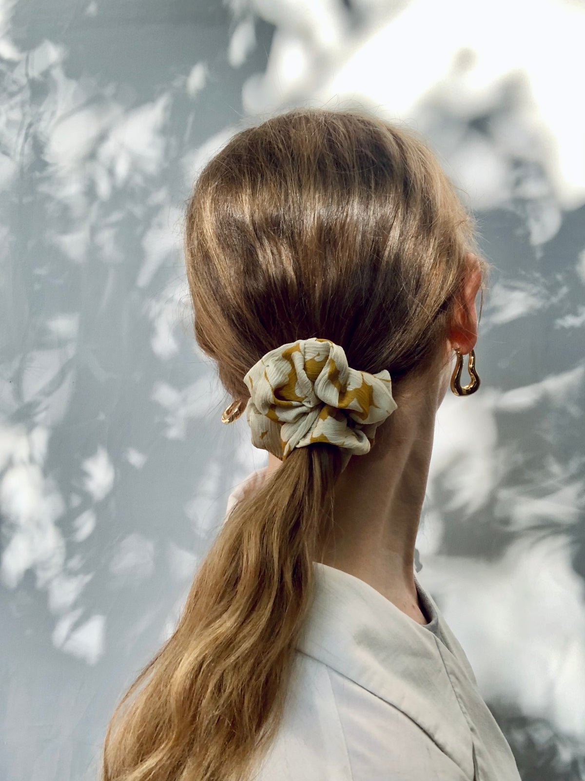 Scrunchie - Yellow Flower Chiffon