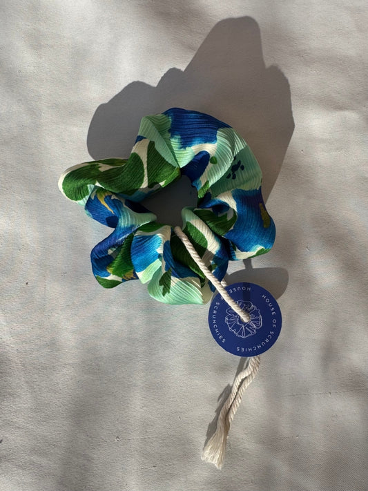 Scrunchie - Blau-Grün-Türkise Blumen