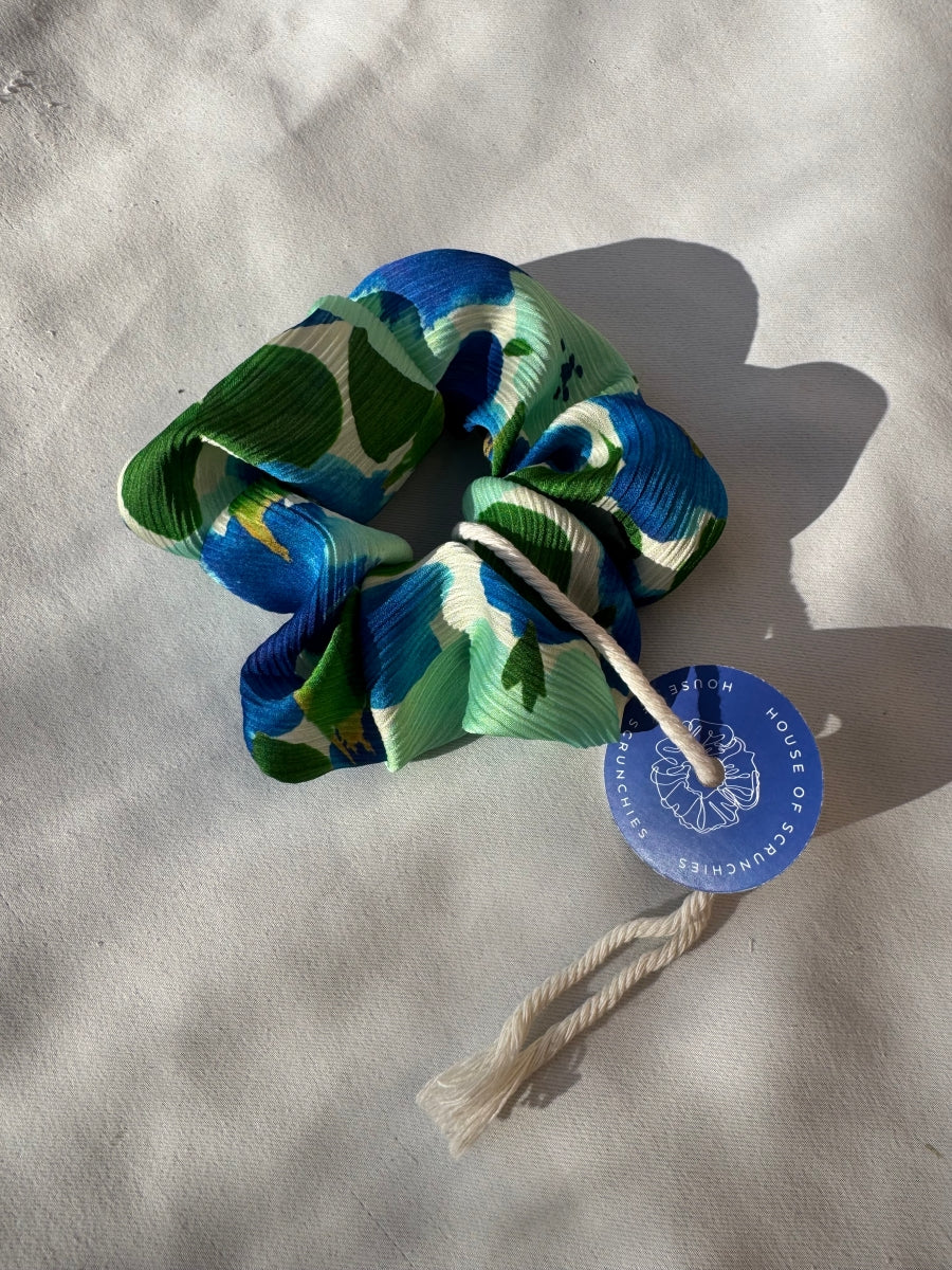 Scrunchie - Blau-Grün-Türkise Blumen