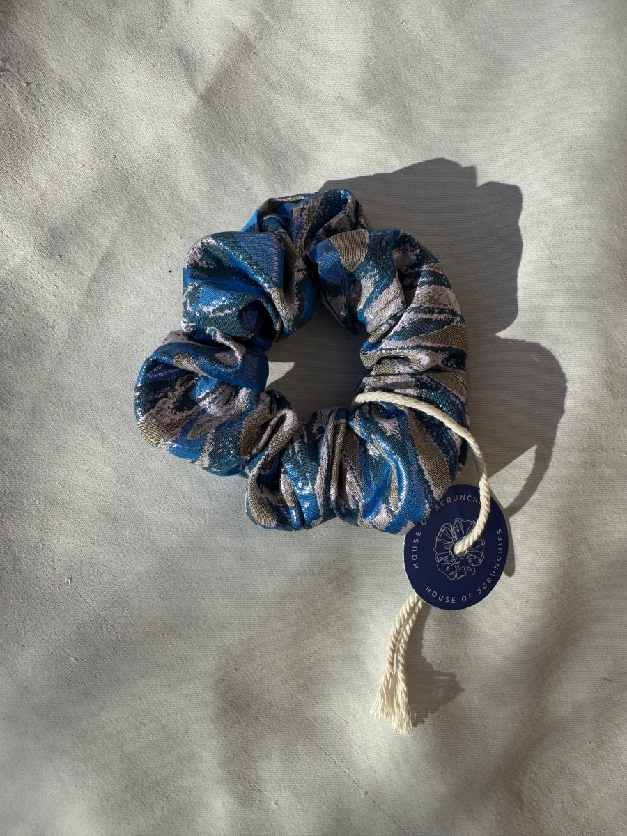 Scrunchie - Shiny Blau-Rosa Abstrakt