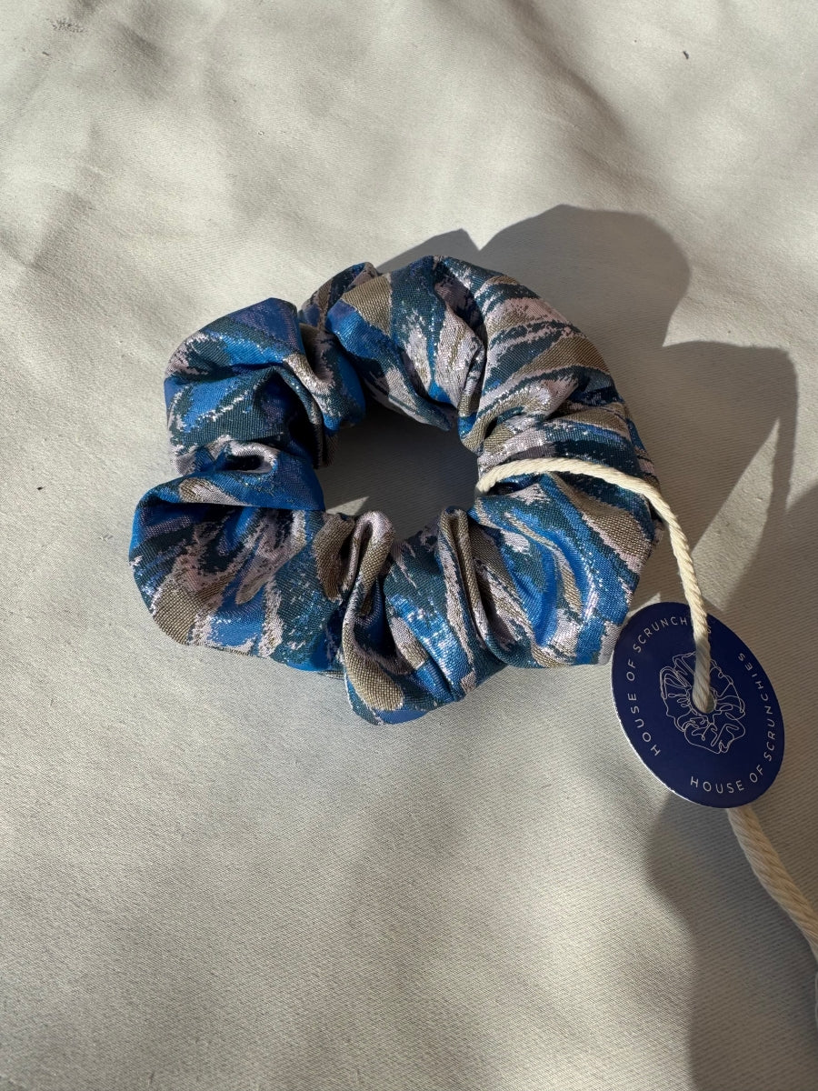 Scrunchie - Shiny Blau-Rosa Abstrakt