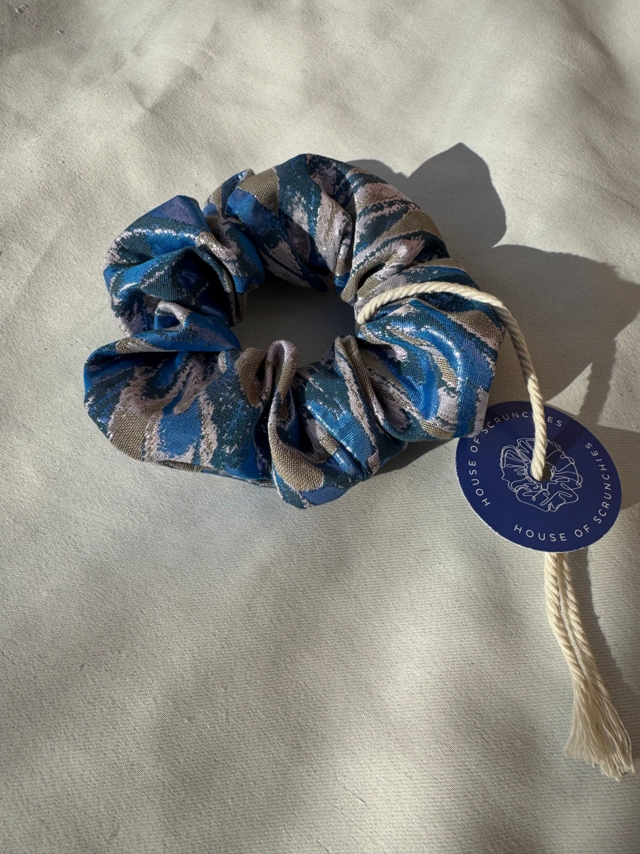 Scrunchie - Shiny Blau-Rosa Abstrakt