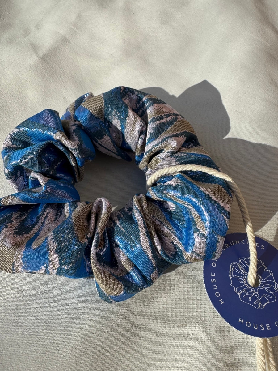 Scrunchie - Shiny Blau-Rosa Abstrakt