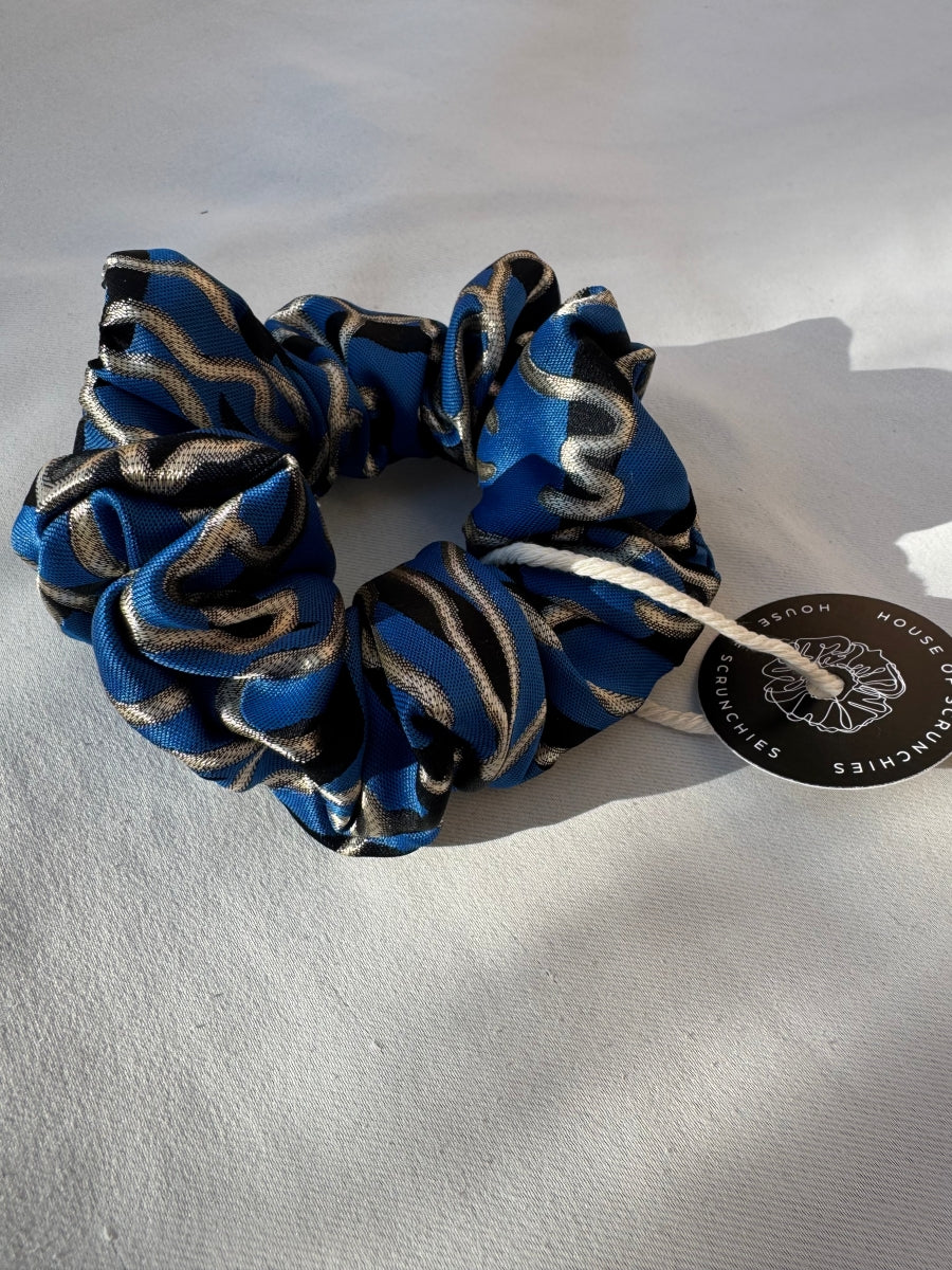 Scrunchie - Blau-Silber-Schwarz