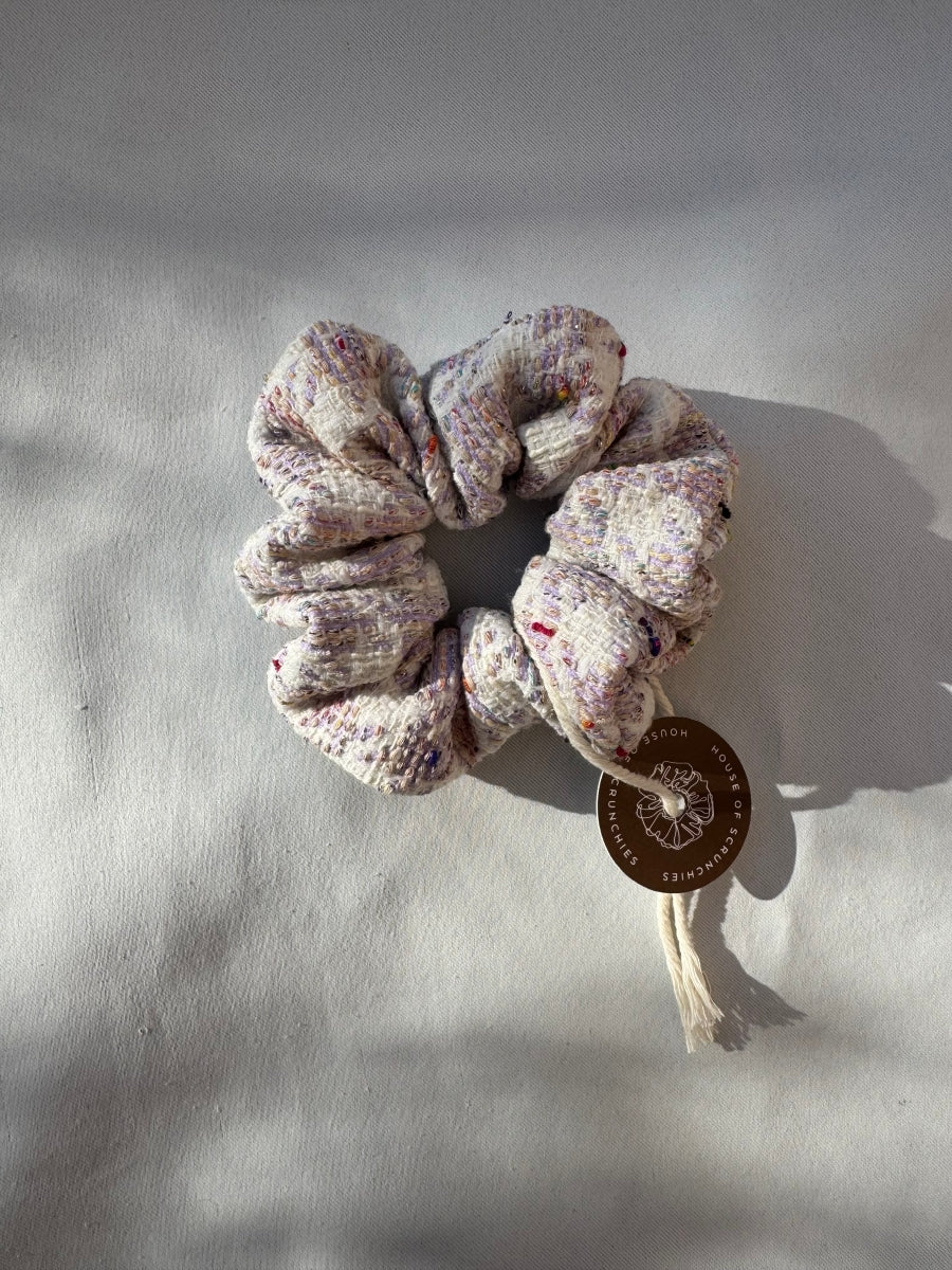 Scrunchie - Weiß-Flieder Jacquard