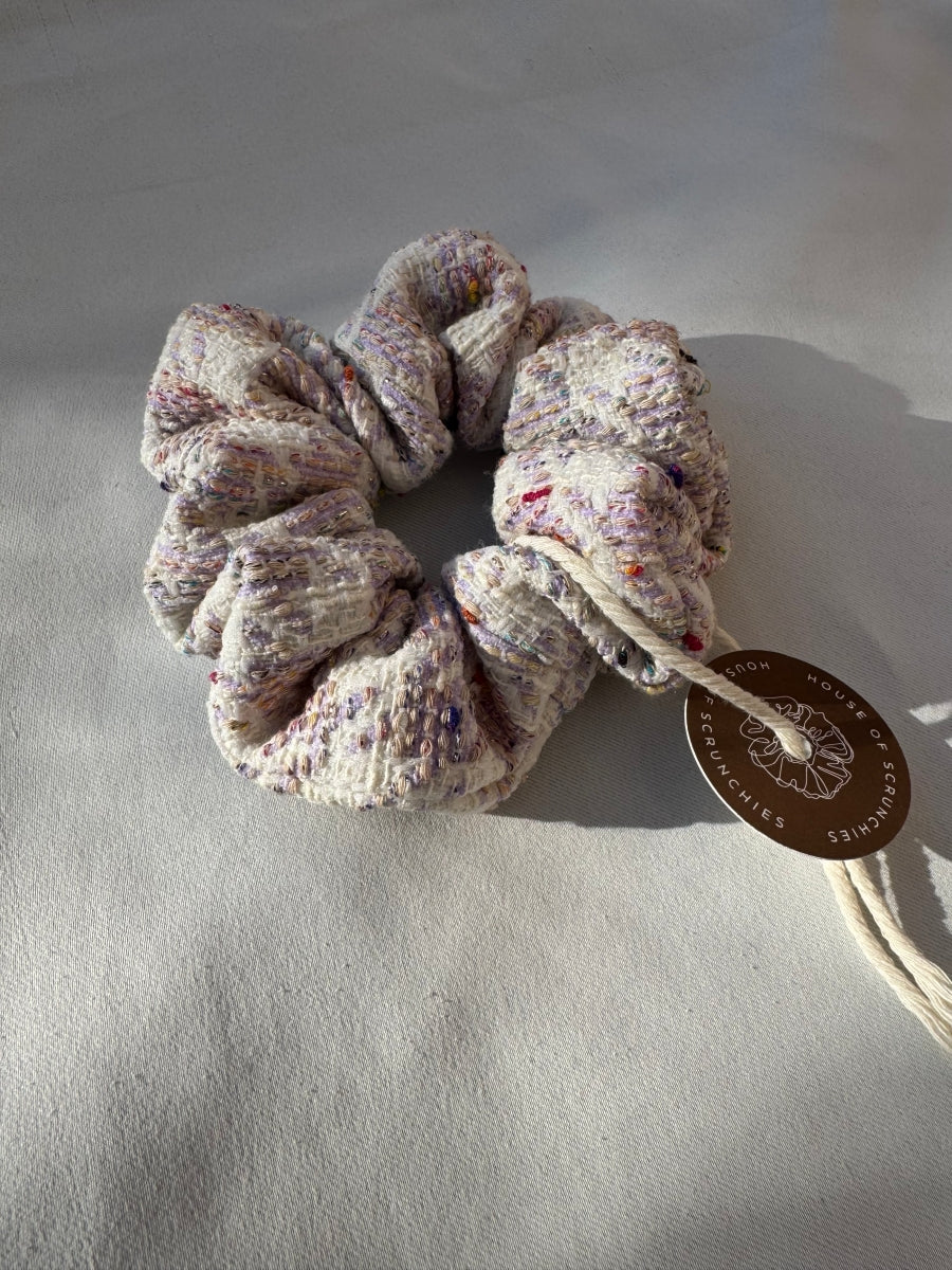 Scrunchie - Weiß-Flieder Jacquard