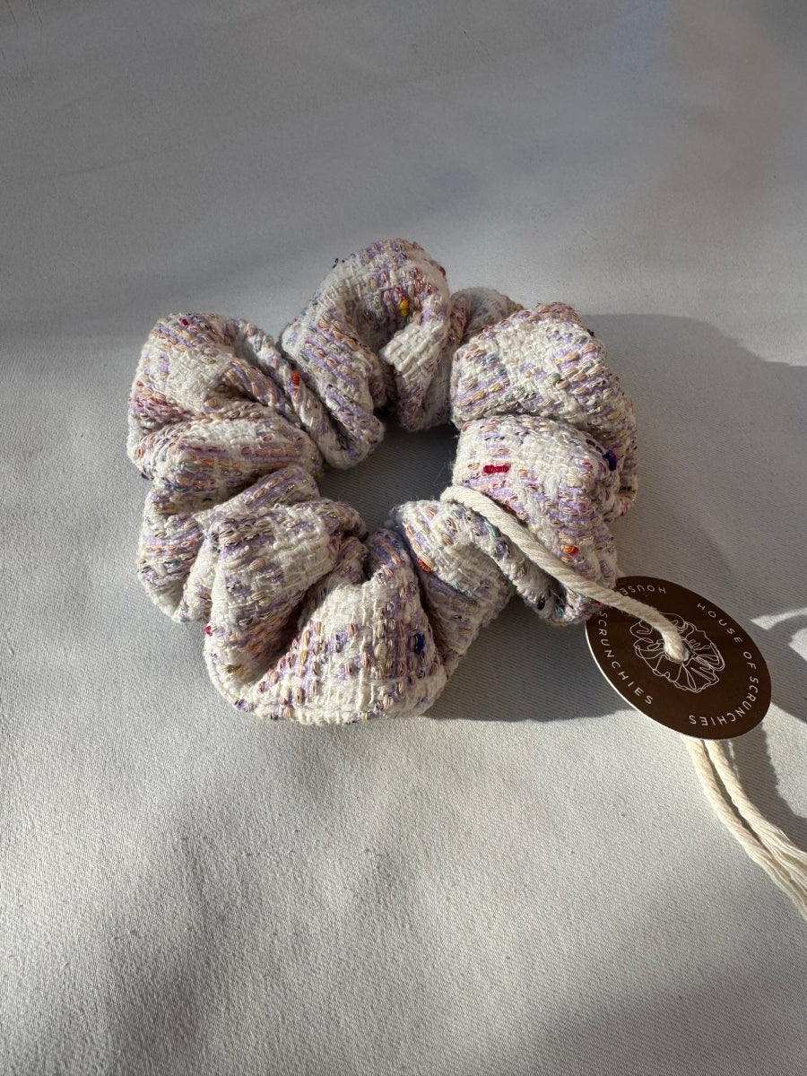 Scrunchie - Weiß-Flieder Jacquard