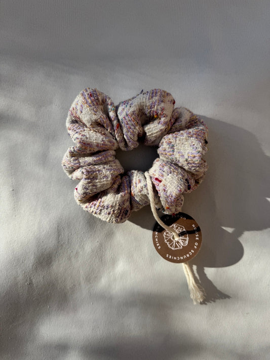 Scrunchie - Weiß-Flieder Jacquard