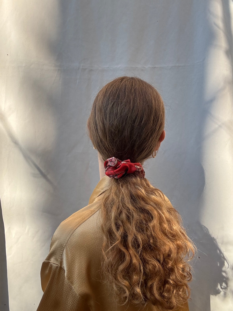 Scrunchie - Rot-Gemustert