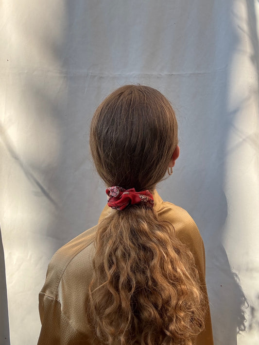 Scrunchie - Rot-Gemustert