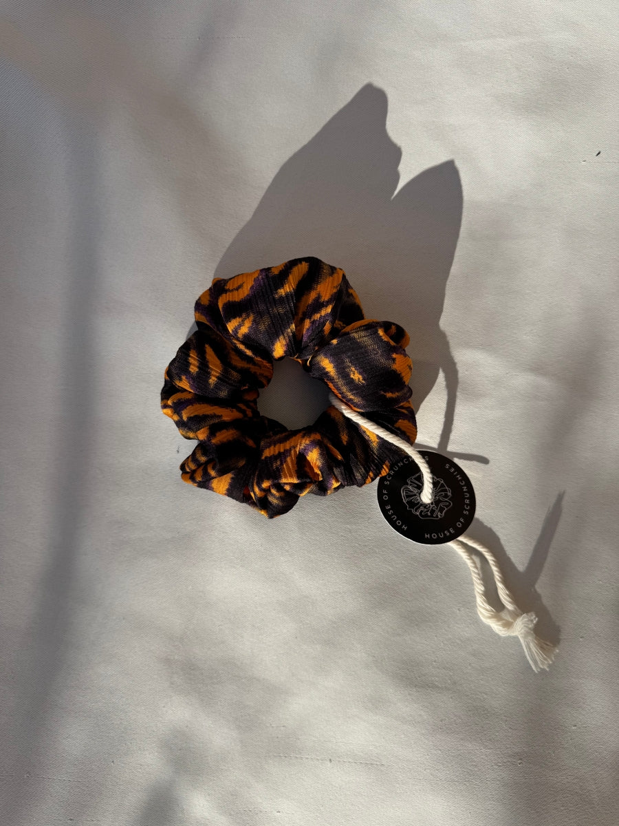 Scrunchie - Schwarz-Gelb Tie-Dye