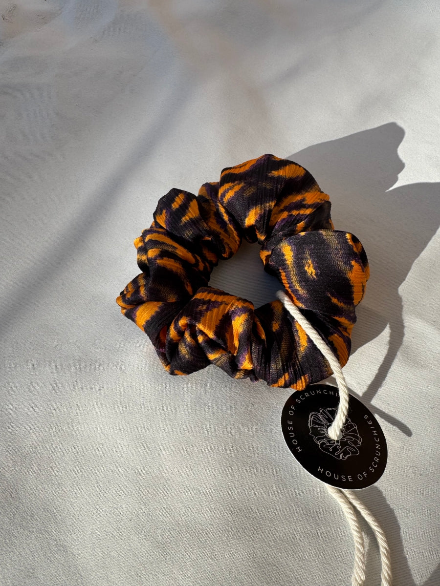 Scrunchie - Schwarz-Gelb Tie-Dye