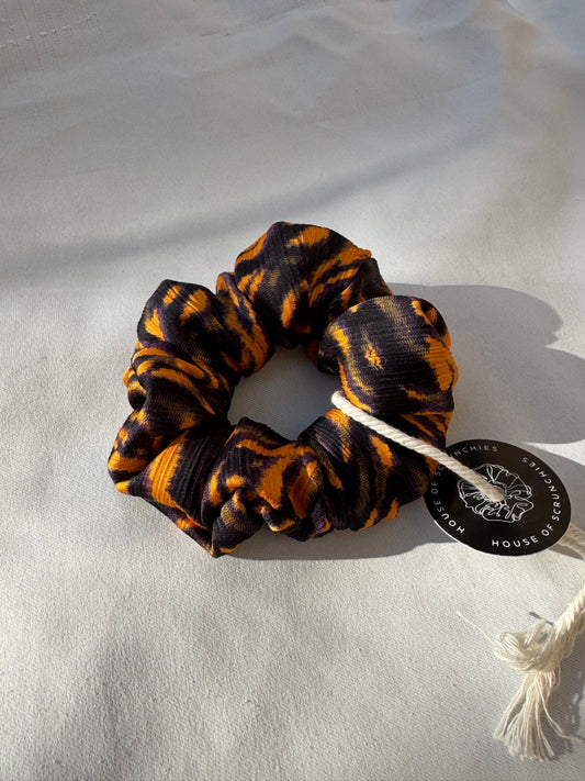 Scrunchie - Schwarz-Gelb Tie-Dye