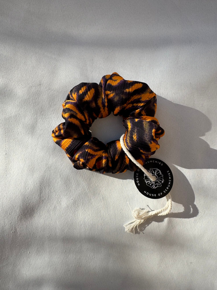 Scrunchie - Schwarz-Gelb Tie-Dye