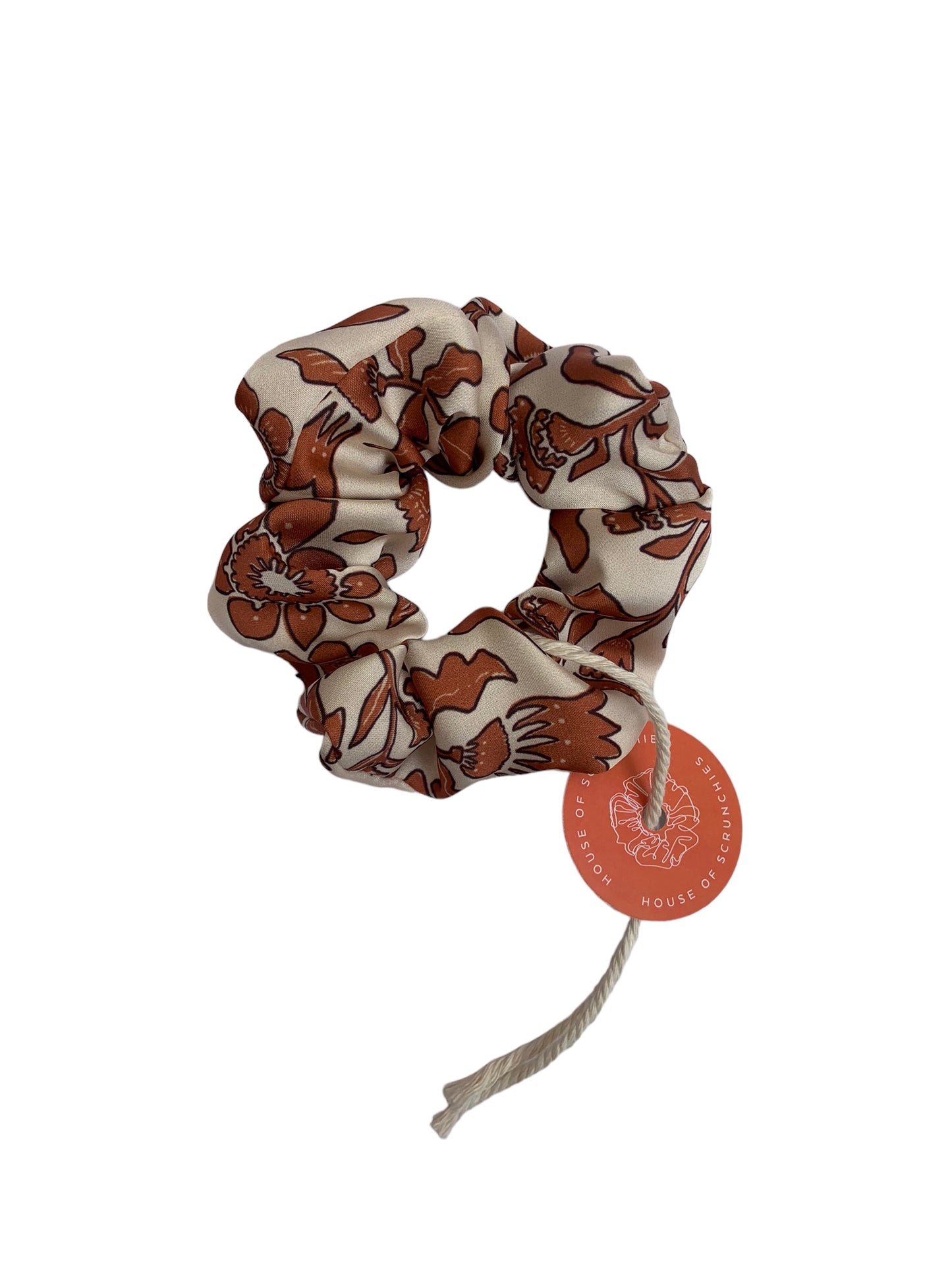 Scrunchie - Rostbraune Blumen