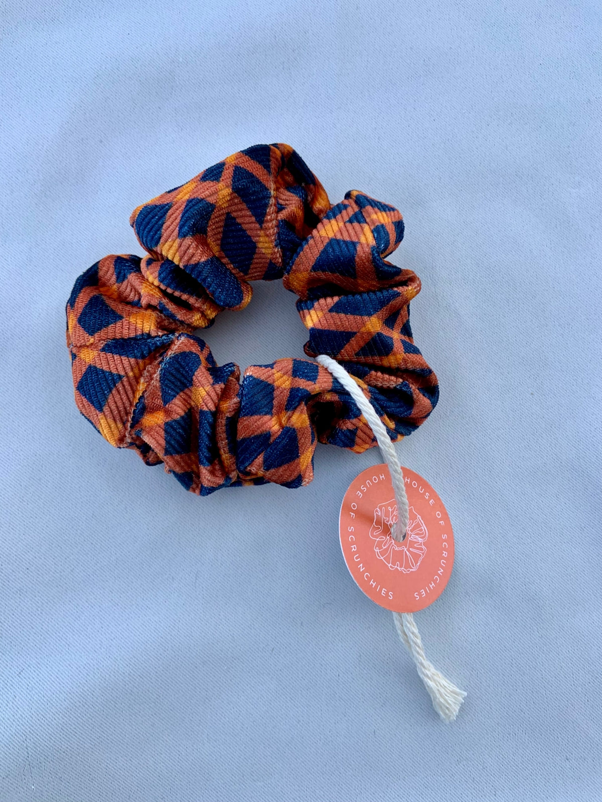 Scrunchie - Orange/ Blau Samt