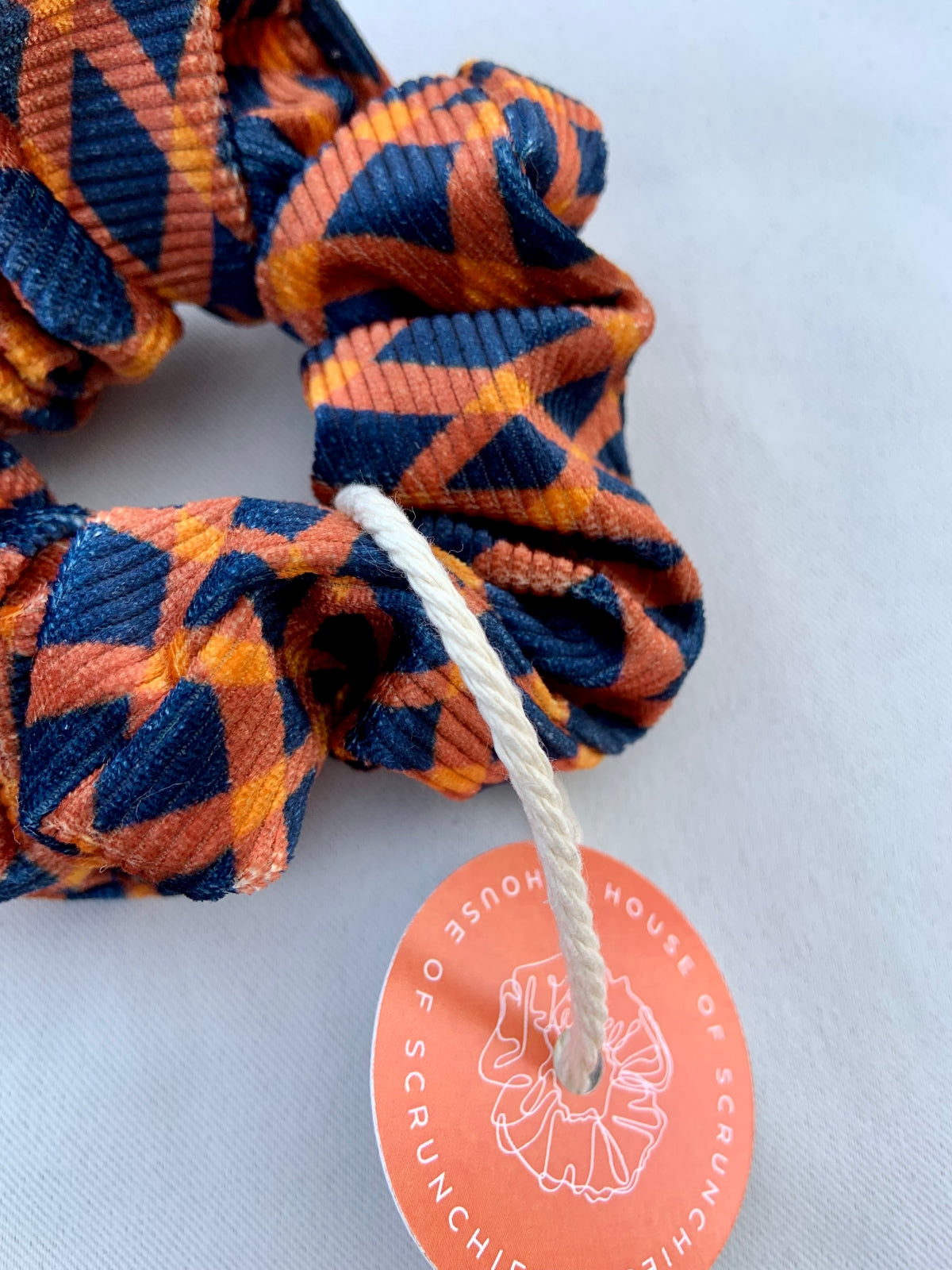 Scrunchie - Orange/ Blau Samt