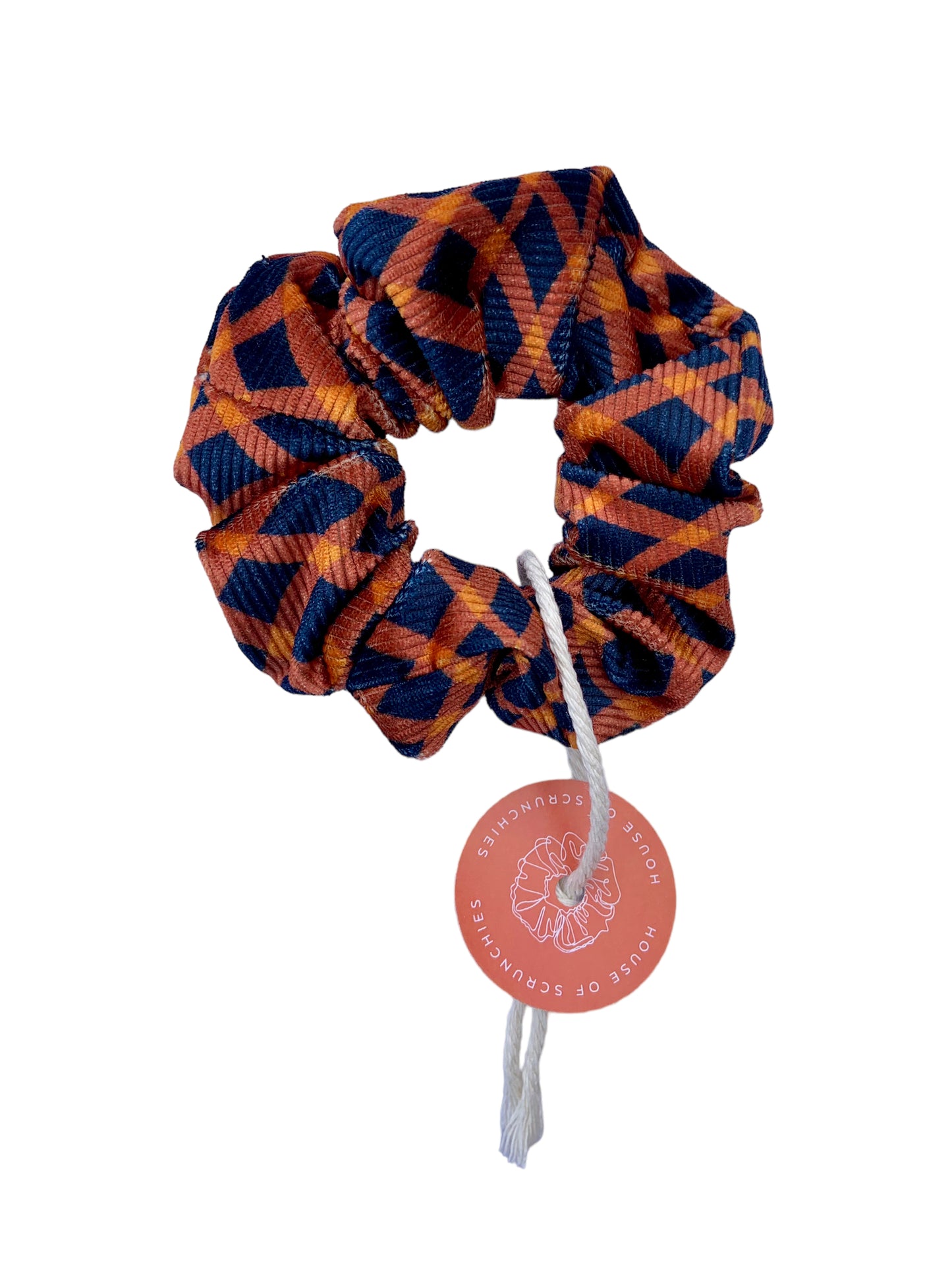 Scrunchie - Orange/ Blau Samt