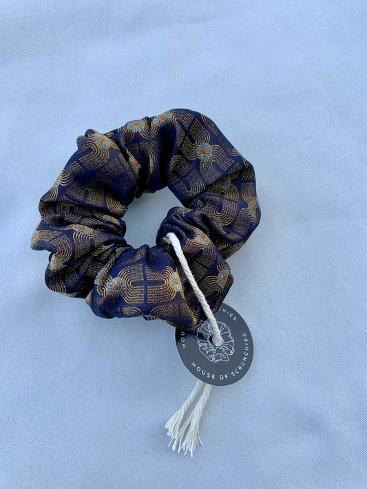 Scrunchie - Schwarz/ Gold Blumen Jacquard