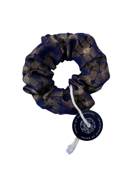 Scrunchie - Schwarz/ Gold Blumen Jacquard