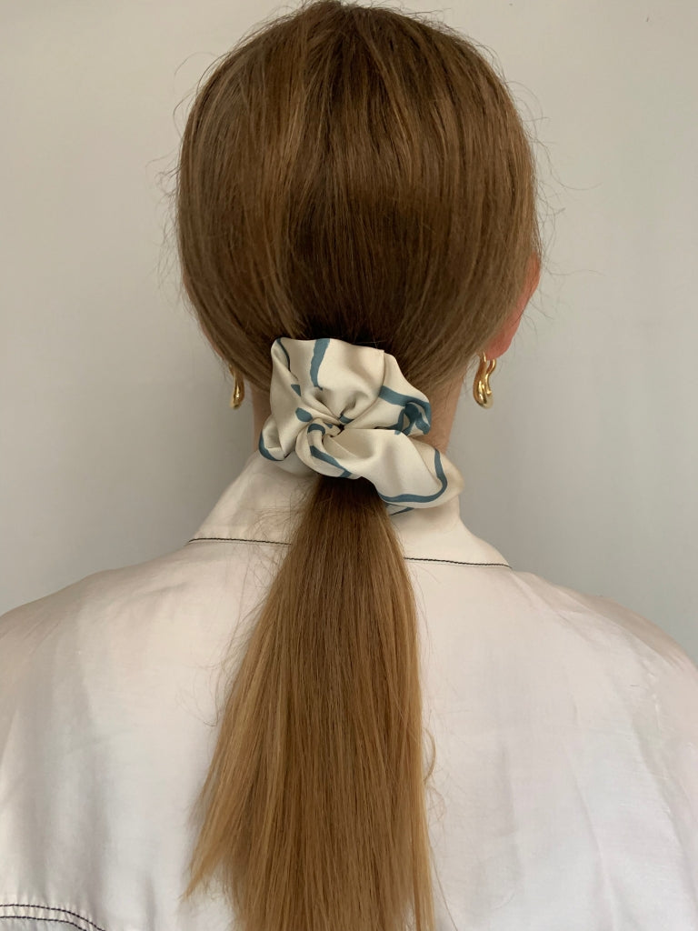 Scrunchie - Creme/ Blaugrün