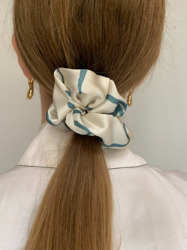 Scrunchie - Creme/ Blaugrün