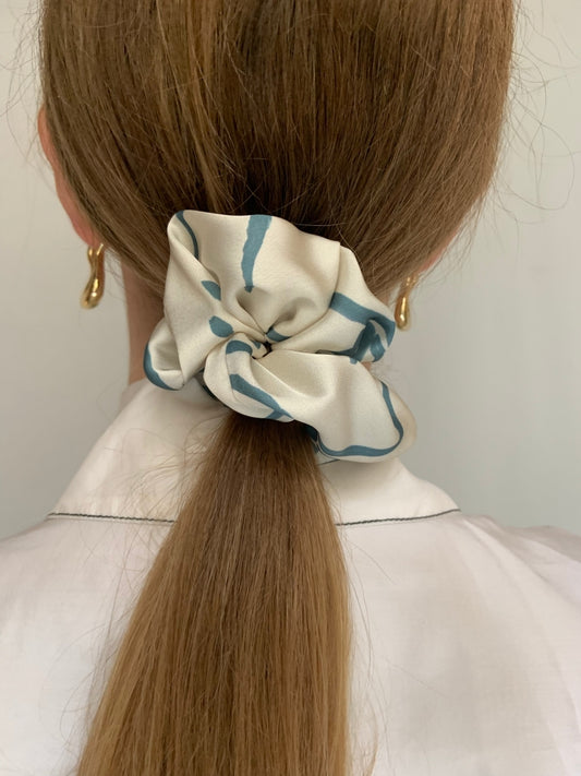 Scrunchie - Creme/ Blaugrün