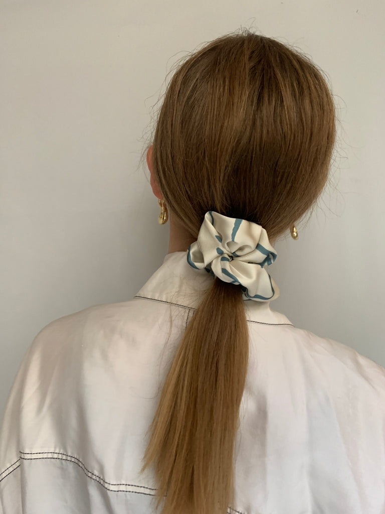 Scrunchie - Creme/ Blaugrün