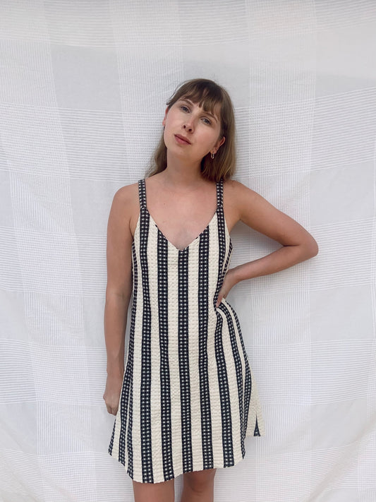 Summer Dress - Black/Nature Stripes